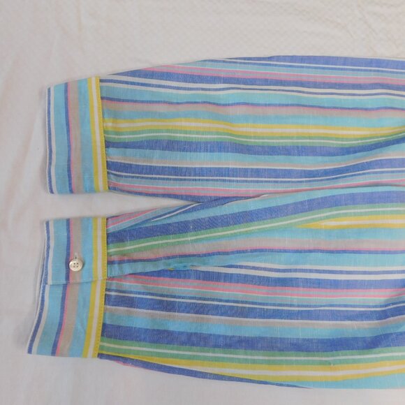 J. McLaughlin Fallon Blouse | Blue/Pink Multi Crayon | Linen & Cotton | NWT | L - Picture 4 of 11